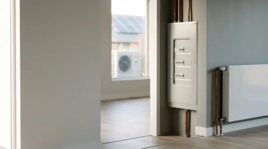 Installation électrique domestique moderne avec équipements connectés illustrant l'optimisation de la consommation énergétique