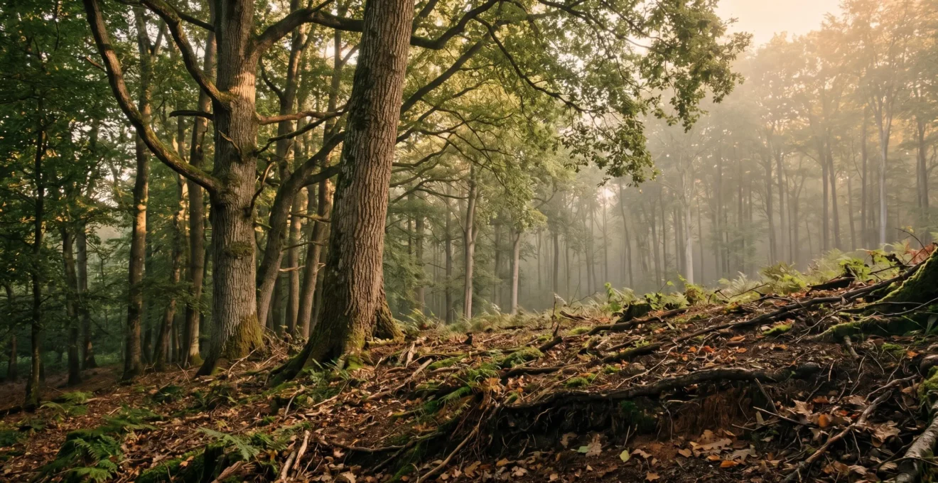 Écosystème forestier français illustrant le rôle des arbres et des sols dans la capture du carbone atmosphérique