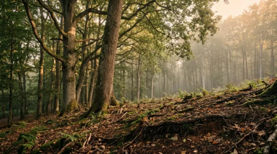 Écosystème forestier français illustrant le rôle des arbres et des sols dans la capture du carbone atmosphérique