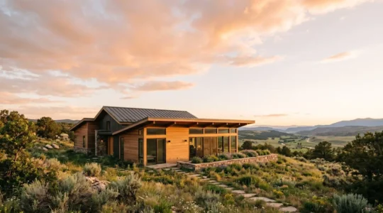 Maison contemporaine avec orientation bioclimatique optimale et grande baie vitrée sud