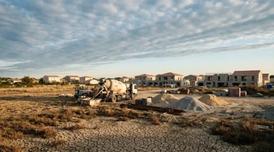 Chantier de construction confronté aux enjeux de pénurie de ressources naturelles