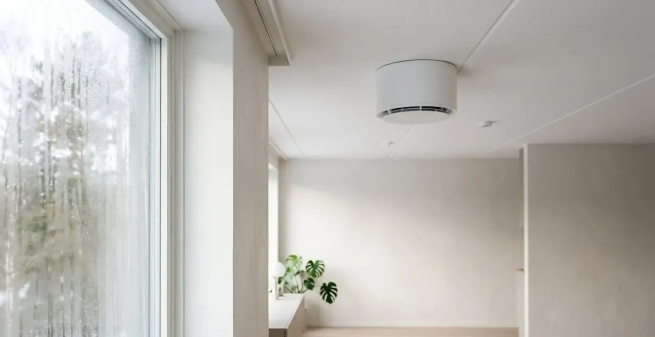 Installation de ventilation mécanique contrôlée dans un intérieur domestique contemporain